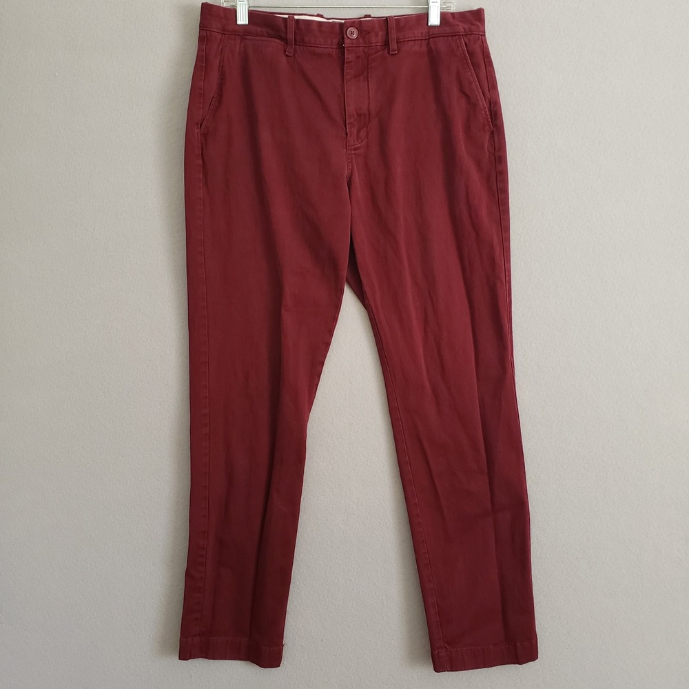 J.Crew 770 Straight Fit Stretch Chinos Mens 33x32 Burgundy Maroon Wine Pants